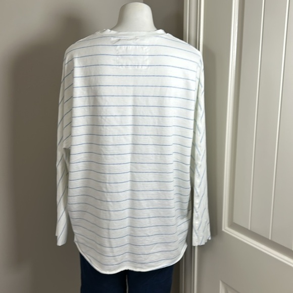 Frank and Eileen Tee Lab Oversized Continuous Sweatshirt White Blue Stripe S - Picture 5 of 13